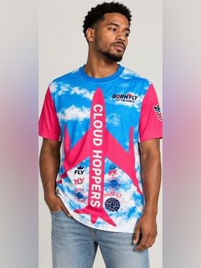 Born Fly - Fly the World Multi Cloudhop T-Shirt NWT